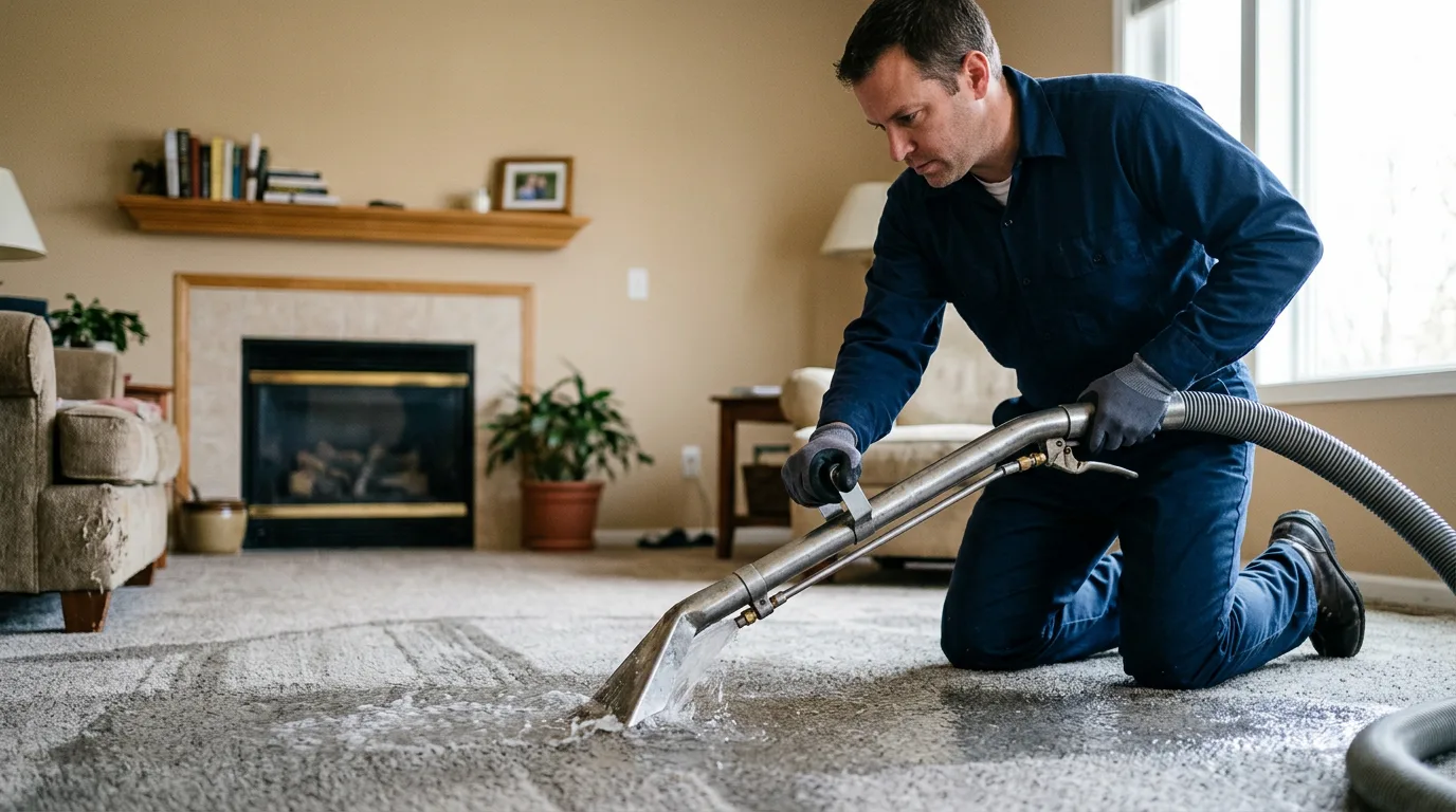Water damage restoration technician working near Kipling, OH